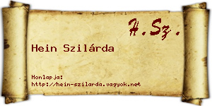 Hein Szilárda névjegykártya